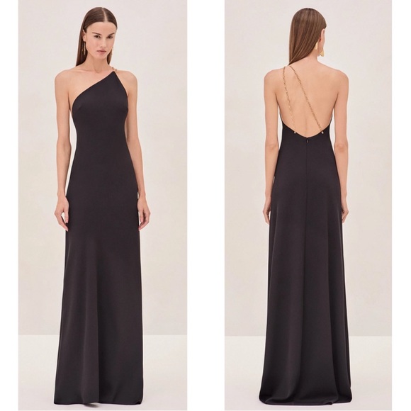 ALEXIS Tribeca One Shoulder Gold Chain Strap Maxi Dress Size Small - Picture 1 of 7
